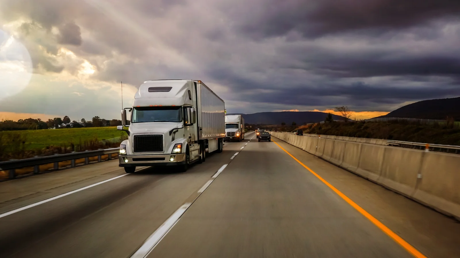 Freight truck transportation on highway